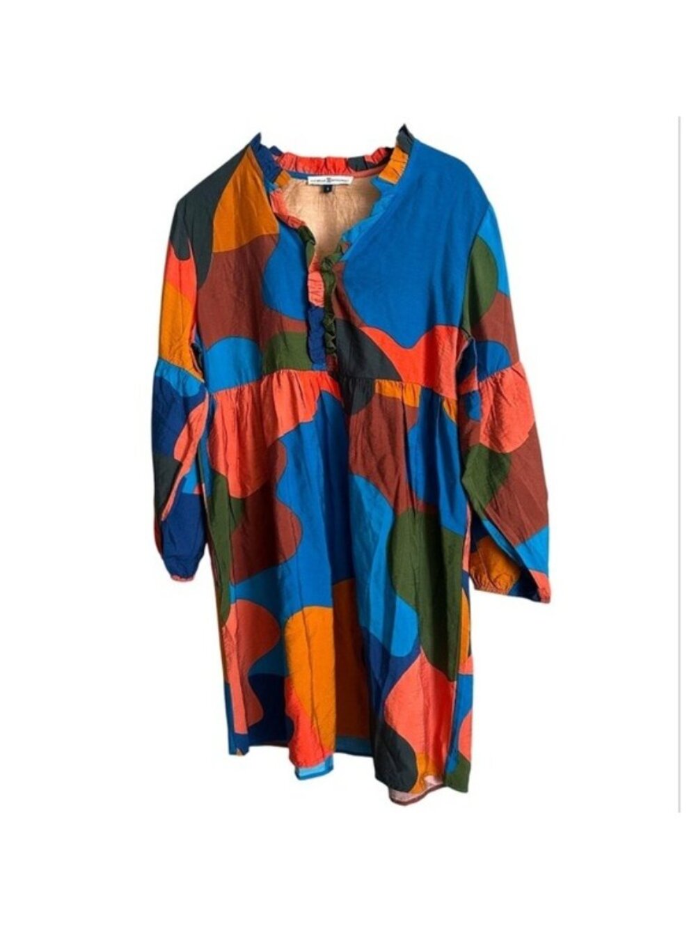 MICHELLE MCDOWELL Geometry Multicolored Balloon Sleeves Dress Size Small - Picture 4 of 16